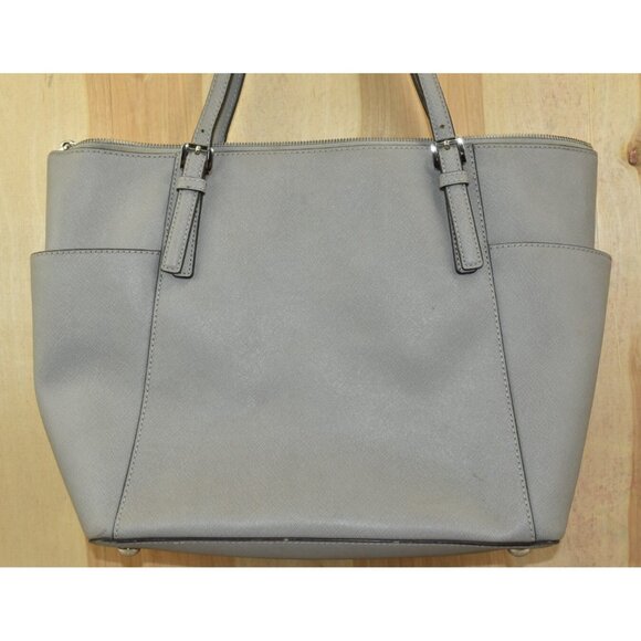 Michael Kors Jet Set Top Zip Tote Saffiano Leather Gray Shoulder Bag -Flaws- - Picture 5 of 16